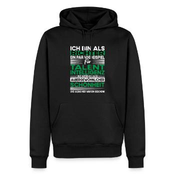 Richter Bescheiden - Lustiger Spruch - Männer Premium Bio Hoodie - Schwarz - Vorne - Nico (187cm)