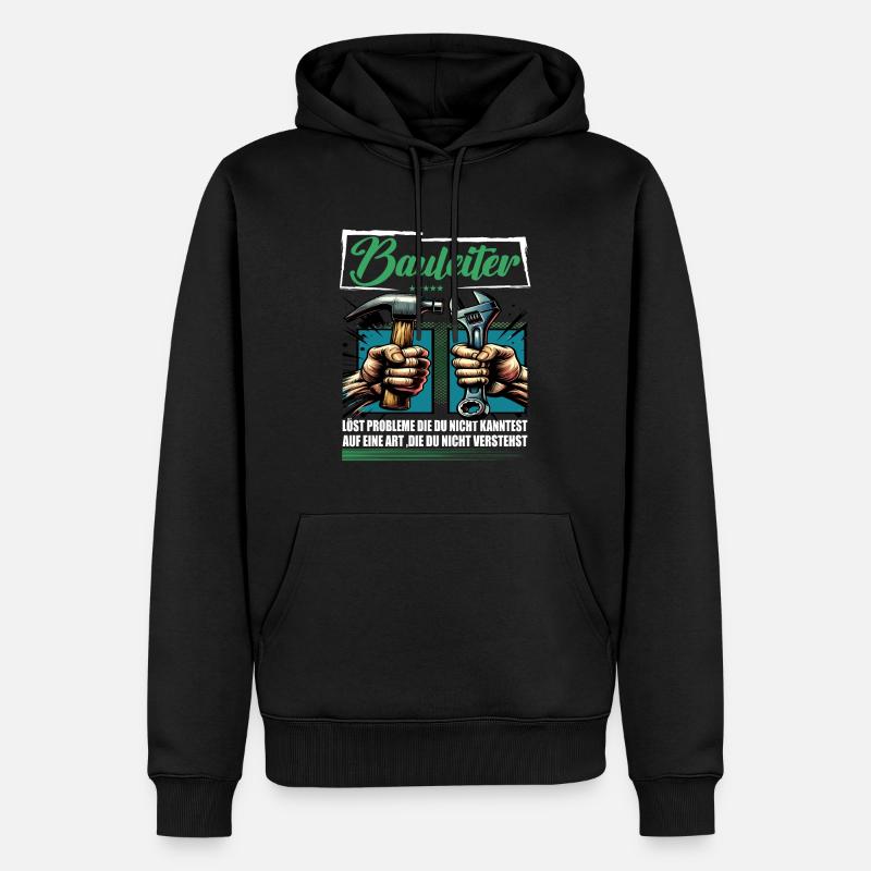 Bauleiter Beruf mit lustigen Spruch - Männer Premium Bio Hoodie - Schwarz