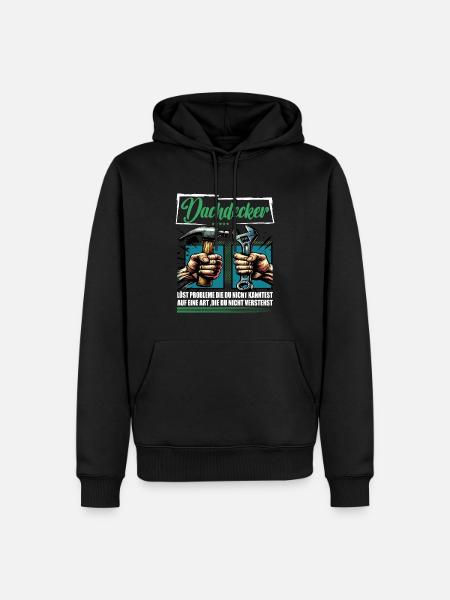 Dachdecker Beruf mit lustigen Spruch - Männer Premium Bio Hoodie - Schwarz