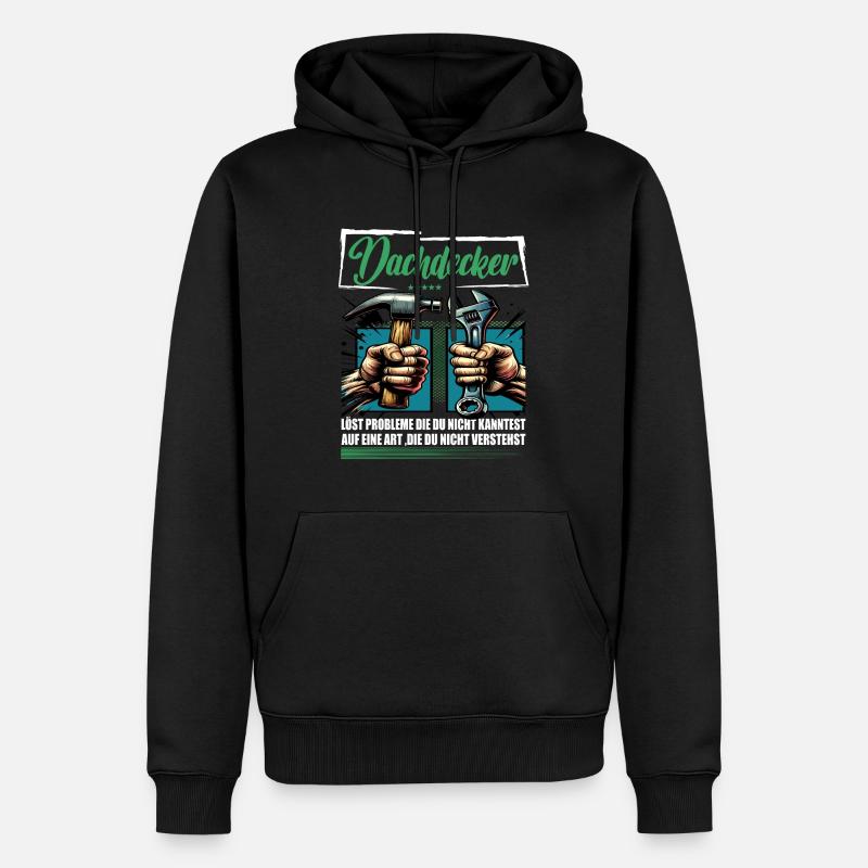 Dachdecker Beruf mit lustigen Spruch - Männer Premium Bio Hoodie - Schwarz