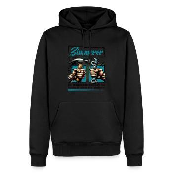 Zimmerer Beruf mit lustigen Spruch - Männer Premium Bio Hoodie - Schwarz - Vorne - Nico (187cm)