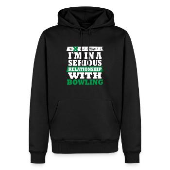 Bowling My serious relationship funny - Männer Premium Bio Hoodie - Schwarz - Vorne - Nico (187cm)