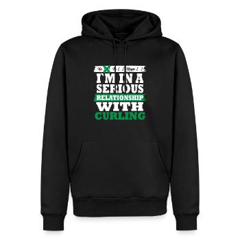 Curling My serious relationship funny - Männer Premium Bio Hoodie - Schwarz - Vorne - Nico (187cm)