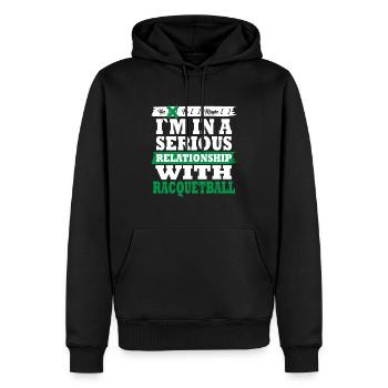 Racquetball My serious relationship funny - Männer Premium Bio Hoodie - Schwarz - Vorne - Nico (187cm)