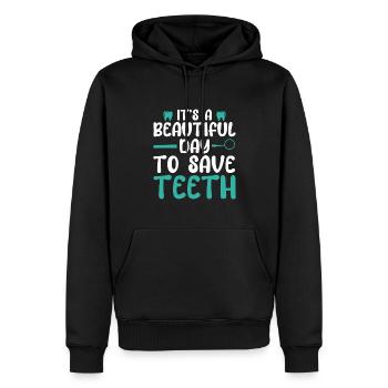 Diplôme d’étudiant dentiste en dentisterie dentaire - Sweat à capuche Premium bio Homme - noir - Devant - Nico (187cm)