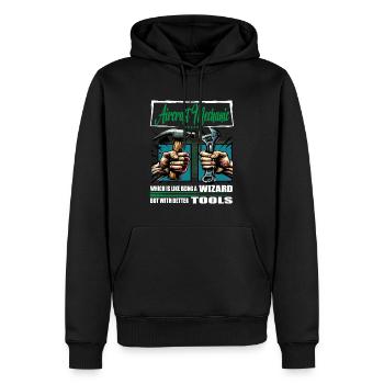 Aircraft mechanic profession saying worker - Men’s Premium Organic Hoodie - black - Front - Nico (187cm)