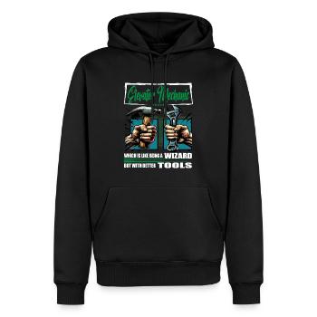 Profession de mécanicien d’ascenseur disant ouvrier - Sweat à capuche Premium bio Homme - noir - Devant - Nico (187cm)
