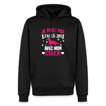 Ich kann nicht mit meinem Hund kuscheln - Männer Premium Bio Hoodie - Schwarz - Vorne - Nico (187cm)