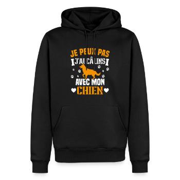 Ich kann nicht mit meinem Hund kuscheln - Männer Premium Bio Hoodie - Schwarz - Vorne - Nico (187cm)