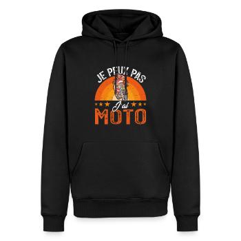Je peux pas j ai moto - Sweat à capuche Premium bio Homme - noir - Devant - Nico (187cm)