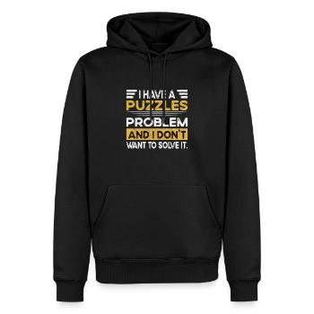 Les puzzles sont mon passe-temps - Sweat à capuche Premium bio Homme - noir - Devant - Nico (187cm)