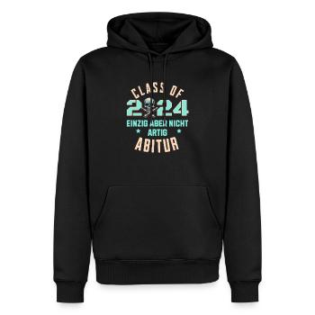 Abitur - Class of 24 Einzig aber nicht Artig - Männer Premium Bio Hoodie - Schwarz - Vorne - Nico (187cm)