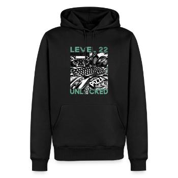 Anniversaire Niveau 22 Jeux débloqués et jeux - Sweat à capuche Premium bio Homme - noir - Devant - Nico (187cm)