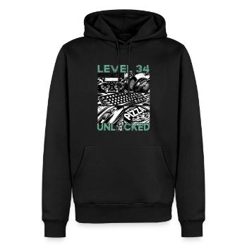 Niveau d’anniversaire 34 Jeux et joueurs débloqués - Sweat à capuche Premium bio Homme - noir - Devant - Nico (187cm)