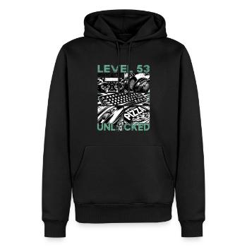 Birthday Level 53 Unlocked Gaming & Gamers - Men’s Premium Organic Hoodie - black - Front - Nico (187cm)