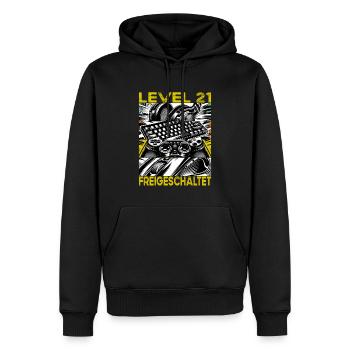 Geburtstag Level 21 freigeschaltet Gaming & Zocker - Männer Premium Bio Hoodie - Schwarz - Vorne - Nico (187cm)