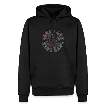 LOVE - Männer Premium Bio Hoodie - Schwarz - Vorne - Nico (187cm)