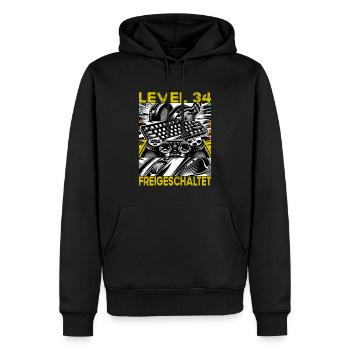 Niveau d’anniversaire 34 Jeux et joueurs débloqués - Sweat à capuche Premium bio Homme - noir - Devant - Nico (187cm)