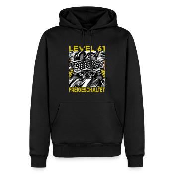 Birthday Level 61 Unlocked Gaming & Gamer - Men’s Premium Organic Hoodie - black - Front - Nico (187cm)