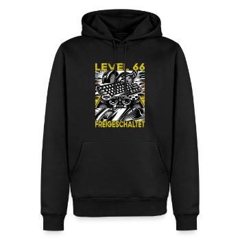 Birthday Level 66 Unlocked Gaming & Gaming - Men’s Premium Organic Hoodie - black - Front - Nico (187cm)