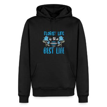 Designer floral Fleuriste Fleuriste Fleuriste - Sweat à capuche Premium bio Homme - noir - Devant - Nico (187cm)