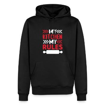 Cuisson Jeu de mots Cuire Cuisinier Chef Boulanger - Sweat à capuche Premium bio Homme - noir - Devant - Nico (187cm)
