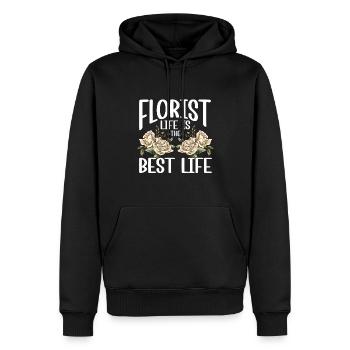 Designer floral Fleuriste Fleuriste Fleuriste - Sweat à capuche Premium bio Homme - noir - Devant - Nico (187cm)
