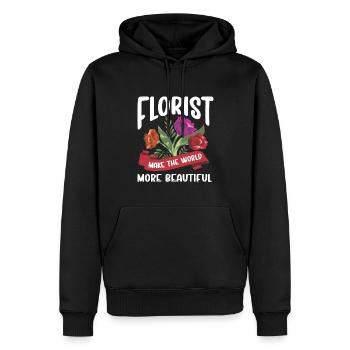 Designer floral Fleuriste Fleuriste Fleuriste - Sweat à capuche Premium bio Homme - noir - Devant - Nico (187cm)