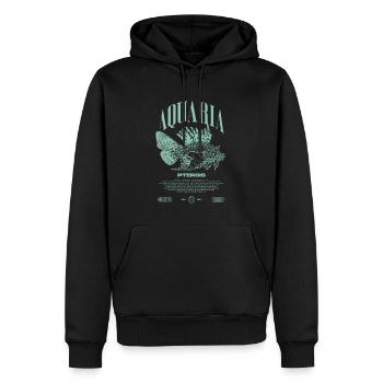 Poisson-lion marin gardien de poisson moderne streetwear - Sweat à capuche Premium bio Homme - noir - Devant - Nico (187cm)