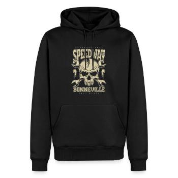 Bonneville Salt Flats Voiture de course rétro vintage - Sweat à capuche Premium bio Homme - noir - Devant - Nico (187cm)