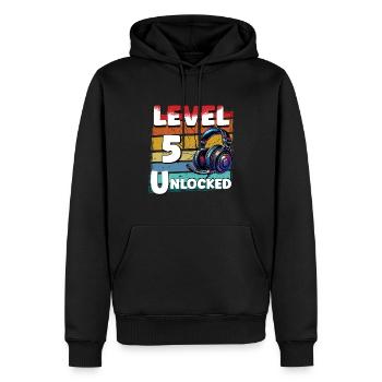 Gaming Anniversaire Niveau 5 Joueur débloqué - Sweat à capuche Premium bio Homme - noir - Devant - Nico (187cm)