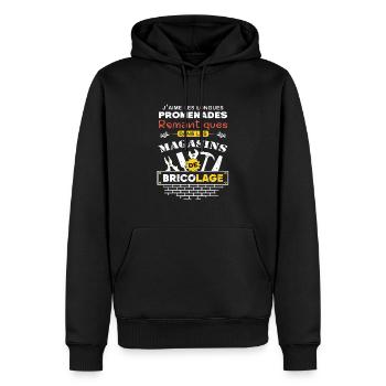 Bricoleur, Quand la Romance Rencontre le Bricolage - Sweat à capuche Premium bio Homme - noir - Devant - Nico (187cm)