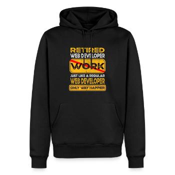 Retirement web developer only happier Retired - Männer Premium Bio Hoodie - Schwarz - Vorne - Nico (187cm)