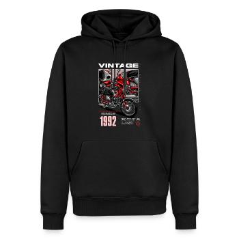 Moto Vintage Motards Motard Anniversaire 1992 - Sweat à capuche Premium bio Homme - noir - Devant - Nico (187cm)
