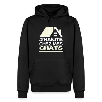 J'habite Chez Mes Chats Je Vis Maison Des Chats - Sweat à capuche Premium bio Homme - noir - Devant - Nico (187cm)