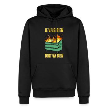 Tout Va Bien Je Vais Bien Mal Feu Benne A Ordures - Sweat à capuche Premium bio Homme - noir - Devant - Nico (187cm)