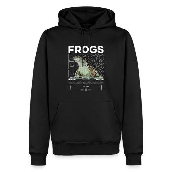 Milchfrosch Streetwear Frosch Keeper - Männer Premium Bio Hoodie - Schwarz - Vorne - Nico (187cm)