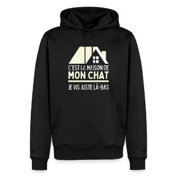 C'est La Maison De Mon Chat J'habite Chez Mon Chat - Sweat à capuche Premium bio Homme - noir - Devant - Nico (187cm)