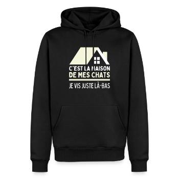 La Maison De Mes Chats J'habite Chez Mes Chats - Sweat à capuche Premium bio Homme - noir - Devant - Nico (187cm)