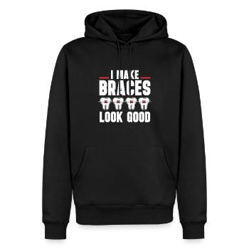 Orthodontiste Orthodontie Dentaire - Sweat à capuche Premium bio Homme - noir - Devant - Nico (187cm)