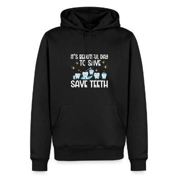 Orthodontiste Orthodontie Dentaire - Sweat à capuche Premium bio Homme - noir - Devant - Nico (187cm)