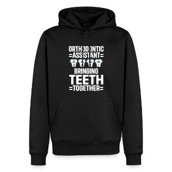 Orthodontiste Orthodontie Dentaire - Sweat à capuche Premium bio Homme - noir - Devant - Nico (187cm)