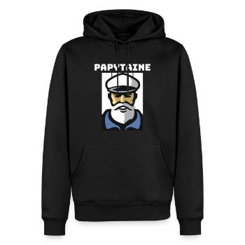 Papytaine Homme Marin Capitaine De Navire Captain - Sweat à capuche Premium bio Homme - noir - Devant - Nico (187cm)