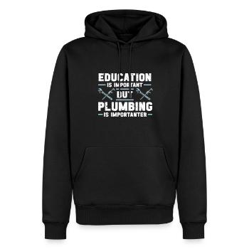 Plombier Hommes Père Mari Plombier - Sweat à capuche Premium bio Homme - noir - Devant - Nico (187cm)