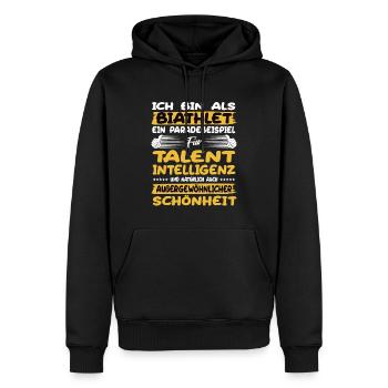 Biathlet ein Paradebeispiel Biathlon - Männer Premium Bio Hoodie - Schwarz - Vorne - Nico (187cm)