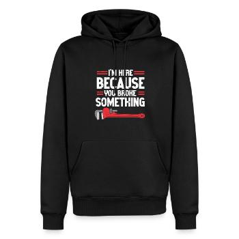 Plombier Hommes Père Mari Plombier - Sweat à capuche Premium bio Homme - noir - Devant - Nico (187cm)