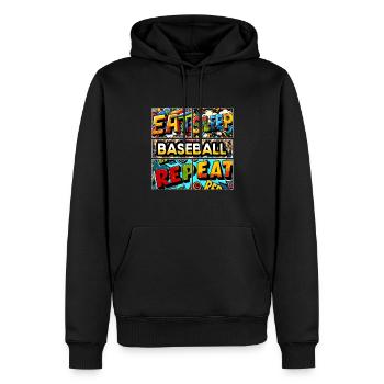 Eat sleep Baseball repeat - Men’s Premium Organic Hoodie - black - Front - Nico (187cm)