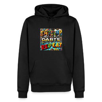 Eat sleep Darts repeat - Männer Premium Bio Hoodie - Schwarz - Vorne - Nico (187cm)