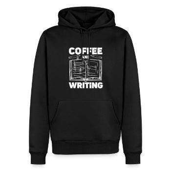 Rédaction de l’auteur - Sweat à capuche Premium bio Homme - noir - Devant - Nico (187cm)