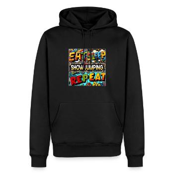 Manger, dormir, répéter le saut d’obstacles - Sweat à capuche Premium bio Homme - noir - Devant - Nico (187cm)